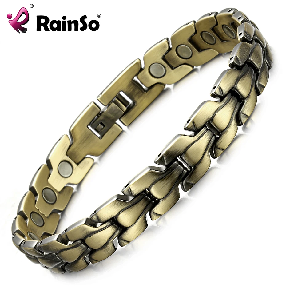 

RainSo Bronze Magnetic Men's Bracelet Fashion Luxury Health Jewelry 4in1 Bio Energy Bracelets Viking Bangles Noble Wristbands