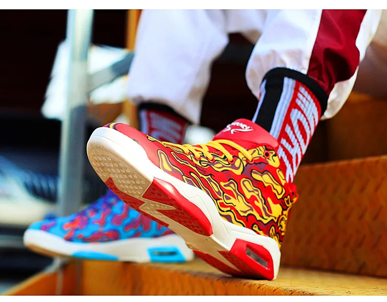 Couple shoes exclusive new unisex sneakers basketball shoes men's casual shoes colorful cloth design high elastic air cushion