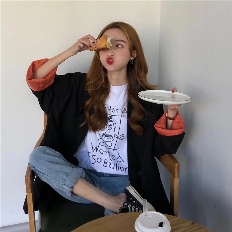 Женские блейзеры и куртки в Корейском стиле повседневный Блейзер Mujer