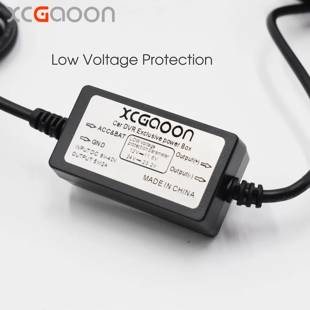 Конвертер постоянного тока для автомобиля XCGaoon 12V 24V на 5V 2A с прямым кабелем mini USB, подходит для видеорегистратора, камеры GPS, длина 3.5 метра.