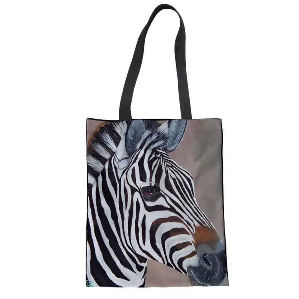 WHEREISART картина с изображением зебры женская многоразовая Хлопковая сумка для