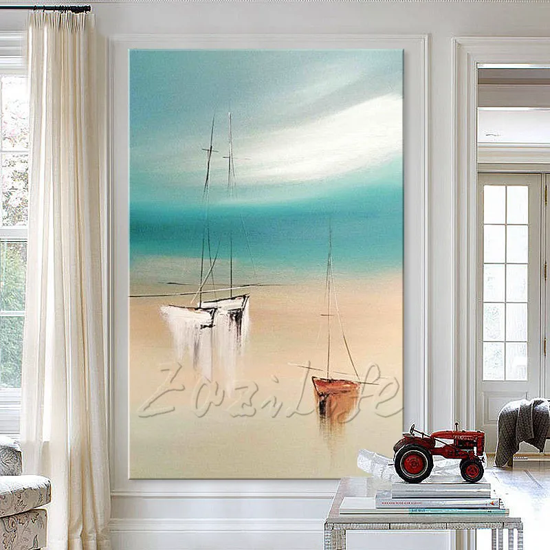 Ручная роспись холст картины маслом дешевые большая лодка современная