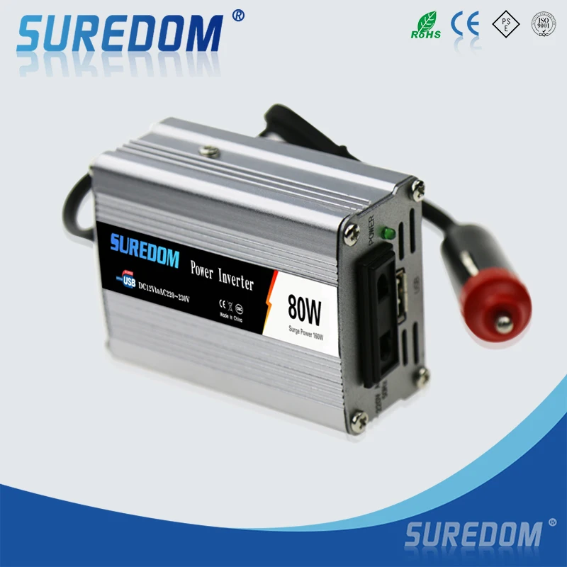 Новинка 80 Вт DC12V к AC220V автомобильный инвертор зарядное устройство с