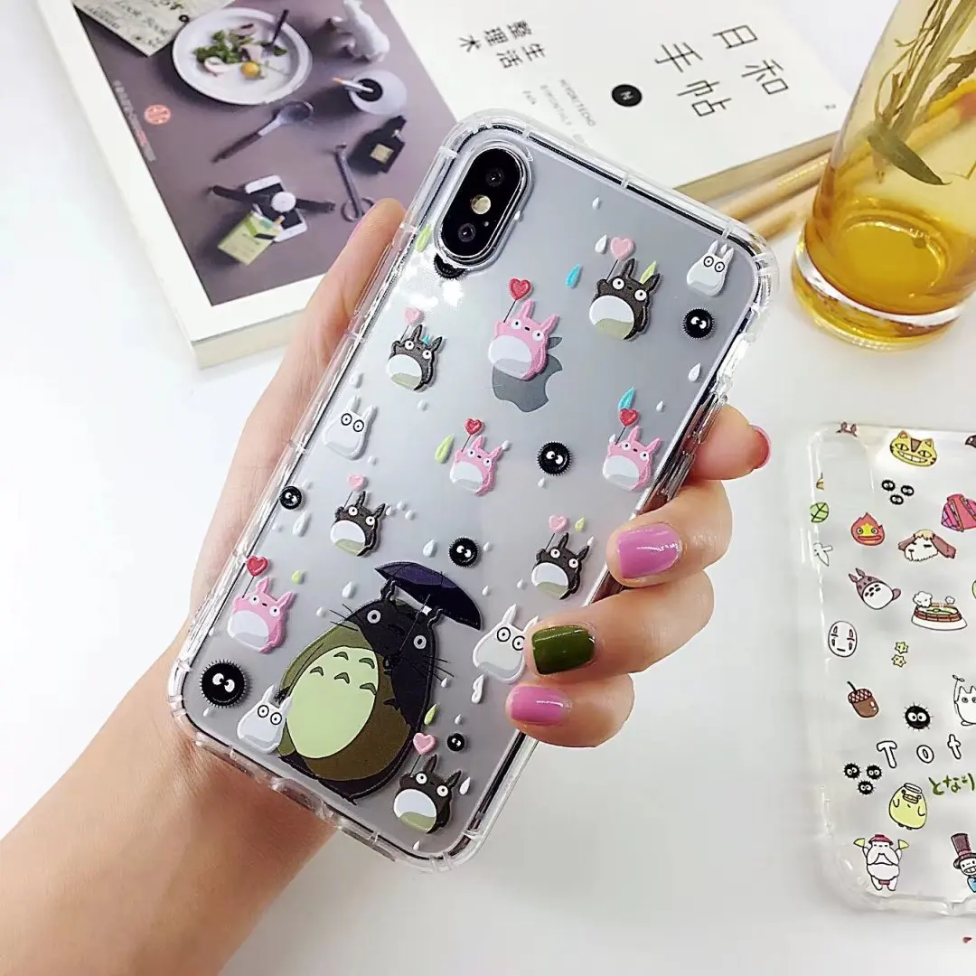 Hazy beauty New Cute Cartoon Transparent Totoro Silicone Case For iphone 6 6S 6plus 7 7plus 8 8plus iPhone X Cover |
