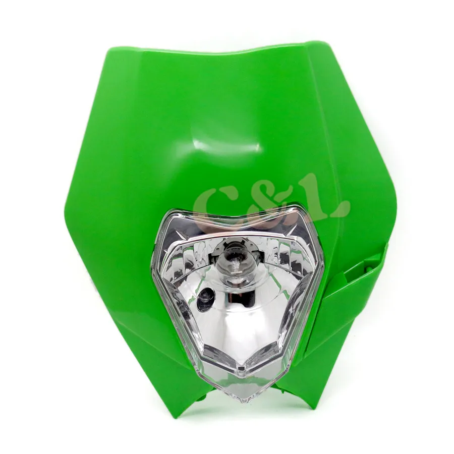 Мотоцикл зеленая пластиковая фара двойной Спорт Супер MX мотор грязи велосипед