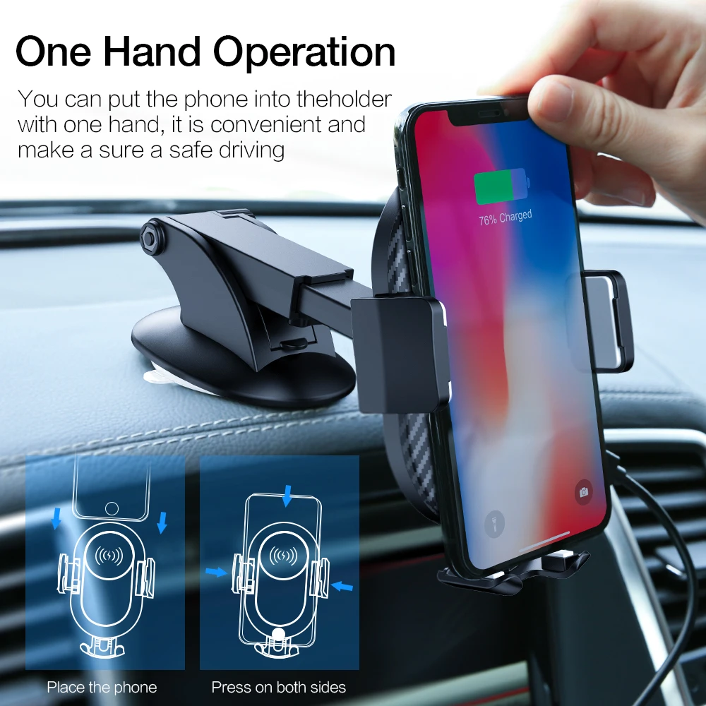 RAXFLY Qi Wireless Charger For iPhone X XS Max 10W Fast Charging Car Air Vent Phone Holder Stand Samsung S9 | Мобильные телефоны и