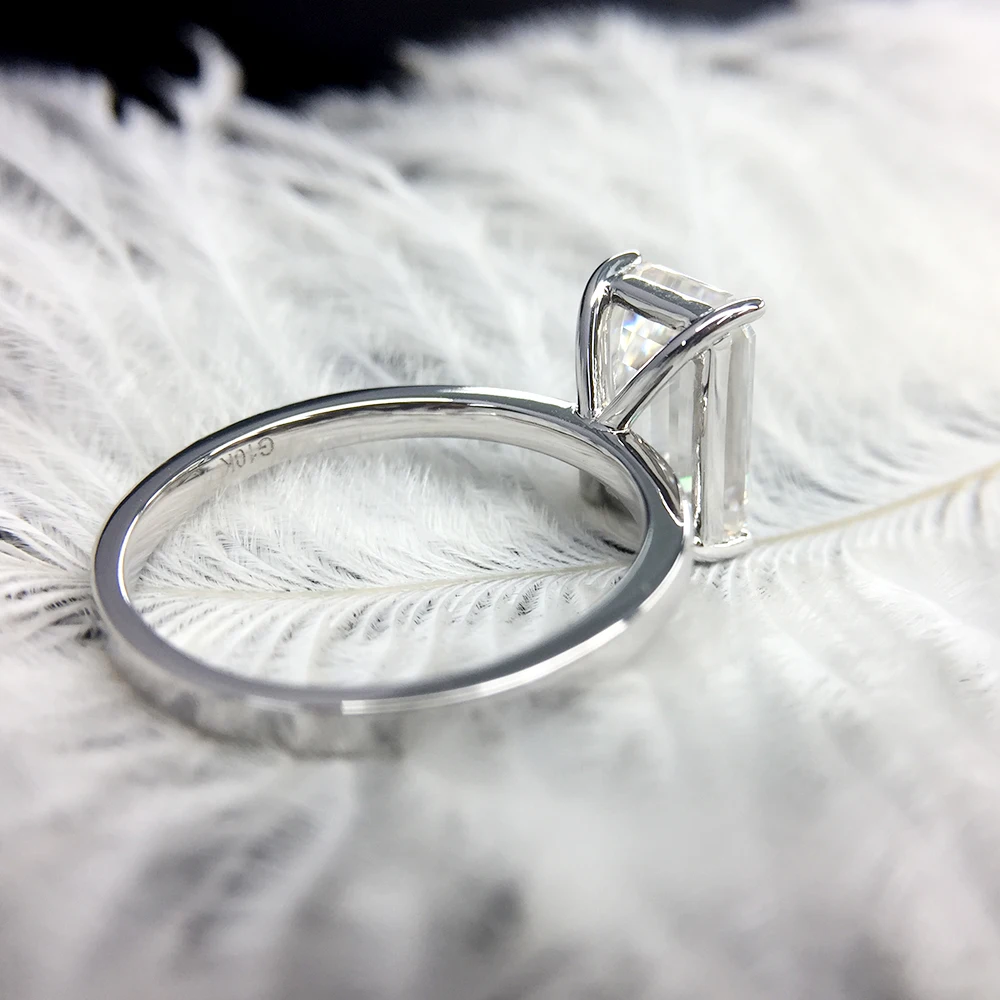 Solid 18K White Gold 3carat 7X11mm Moissanite Ring Engagement Emerald Cut Lab Grown Diamond Wedding For Women | Украшения и