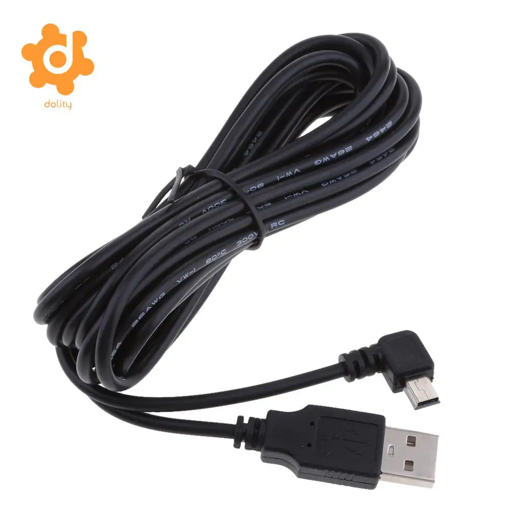 Кабель зарядного устройства dolity 5 в 2 а Mini USB 90 градусов левый изгиб DVR GPS зарядный