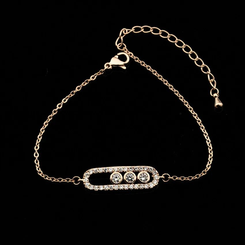 V привлекательный Панк ювелирные изделия из нержавеющей стали Ketting Pulseras Винтажные серьги циркон геометрический бар браслет и браслет для женщин - Окраска металла: Покрытие из розового золота