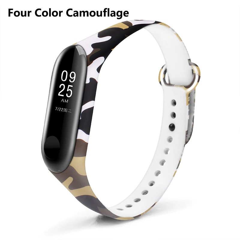 BOORUI, цветной браслет Mi Band, 3 ремешка, сменный Браслет Для Xiaomi miband 3, силиконовый браслет, correa mi3, ремень с разнообразными цветами - Цвет: Four Color Camoufla