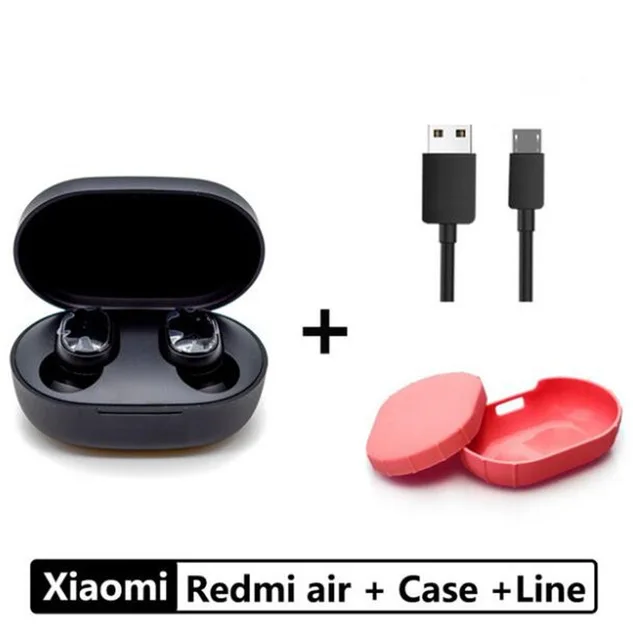 with case and cable Оригинальные Xiaomi Redmi Airdots TWS Bluetooth 5,0 наушники беспроводные активные шумоподавления с микрофоном громкой связи с управлением AI - Цвет: with case and cable