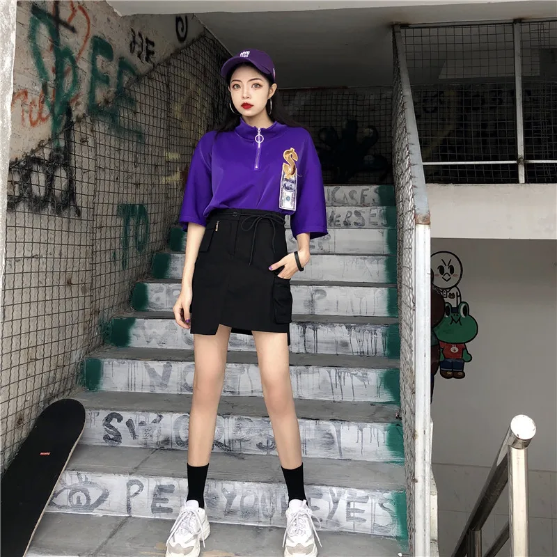 Асимметричная юбка с карманами и принтом коровы эластичная завышенной талией на