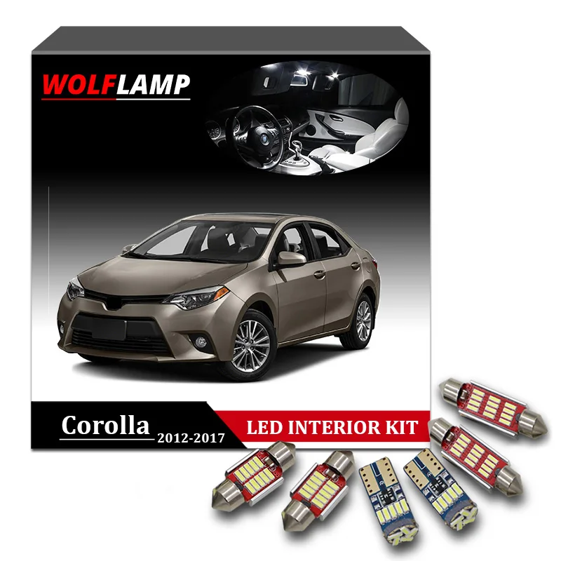 Wolflamp 9Pcs White Ice Blue Canbus LED Interior Car Lights For 2012-2017 Toyota Corolla Map Light Dome Lamp License Plate Bulb |