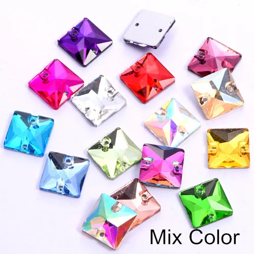 Mix Colors Квадратный цветной пришить стразы искрящегося цвета Кристалл aб для шитья стразы много Цвета стразы пришивные стразы для свадебное платье B3807 - Цвет: Mix Colors