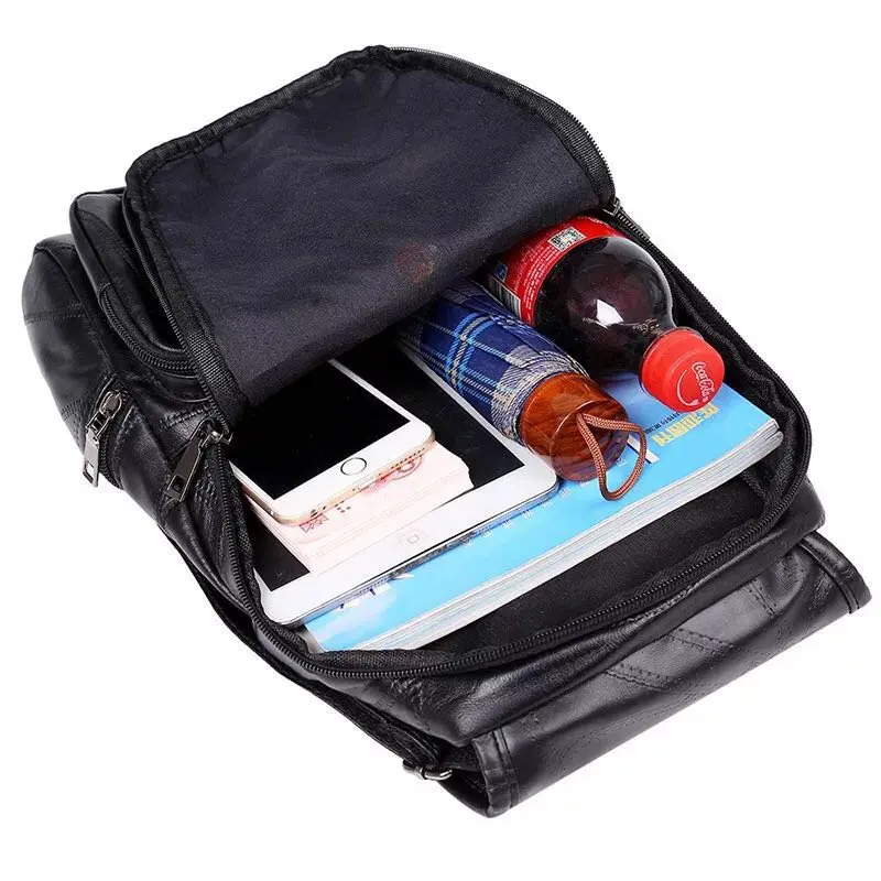 

New Style Style Backpack Women PU Leather Backpacks For Teenage Girls School Bags Fashion Studs Solid Black Shoulder Bag