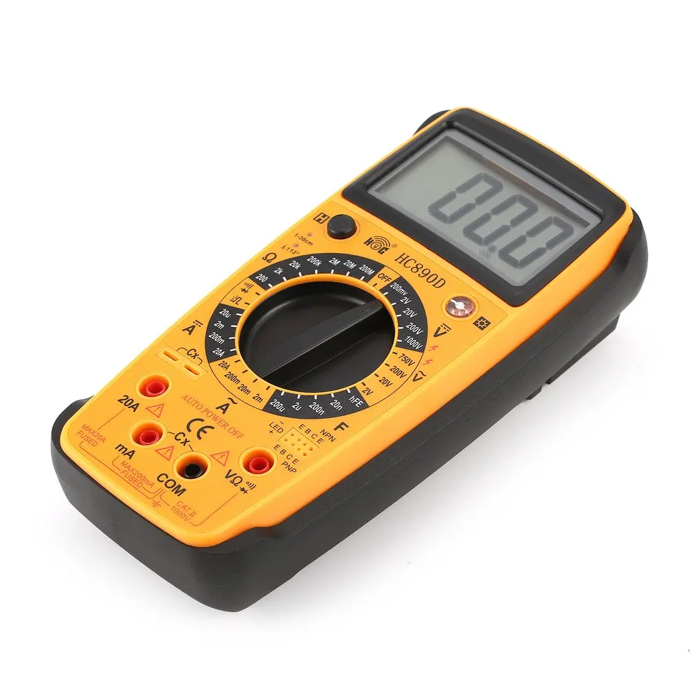 1pcs HC890D Digital Multimeter AC/DC Volt Amp Ohm Capacitance Diode hFE Infrared Tester Meter Continuity testing 1999 Counts New |