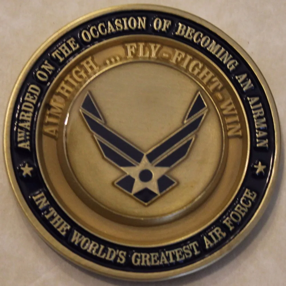 Пневматическая награда Airman Aim High. .. Fly Fight Win Military Challenge Coin 50 шт./лот бесплатная