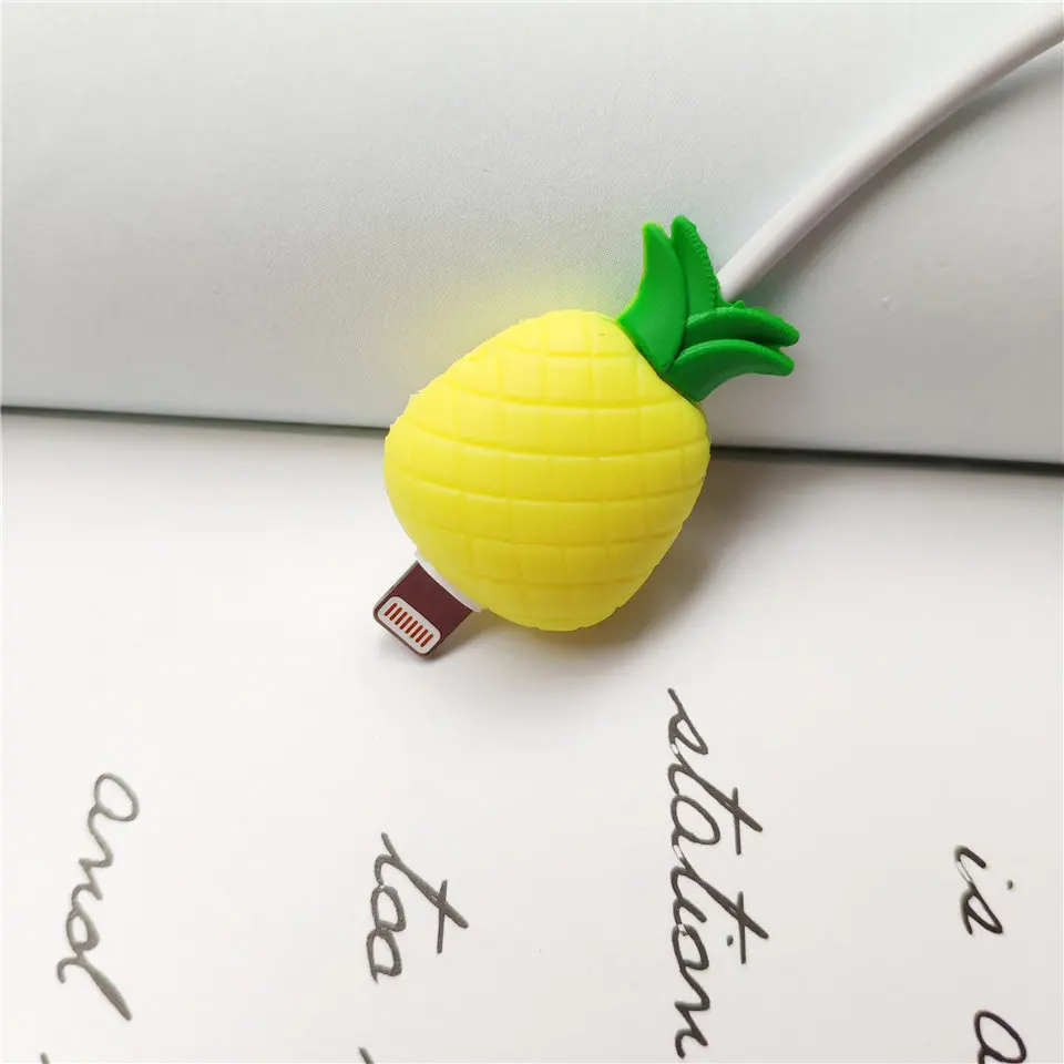 Pineapple Фруктовый мультфильм рисунок линия данных силиконовая бобина для samsung Xiaomi huawei кабель протектор для IPhone Lightning type C Micro USB - Цвет: Pineapple