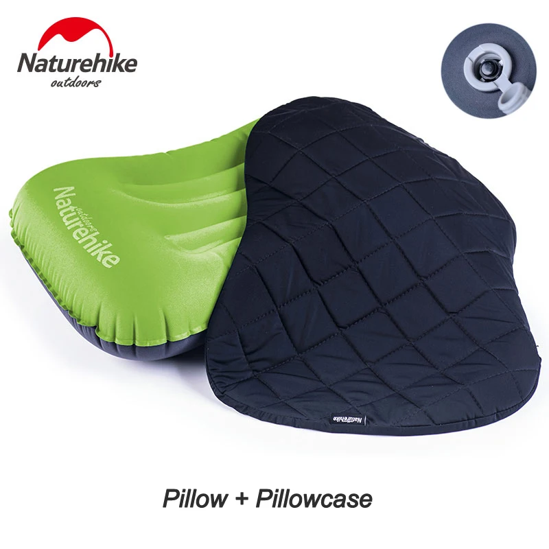 Green Pillowcase 1 Naturehike Air надувная подушка Сверхлегкий Портативный ручной Пресс Открытый Подушка путешествия подушка для шеи складной походный туристический коврик - Цвет: Green Pillowcase 1