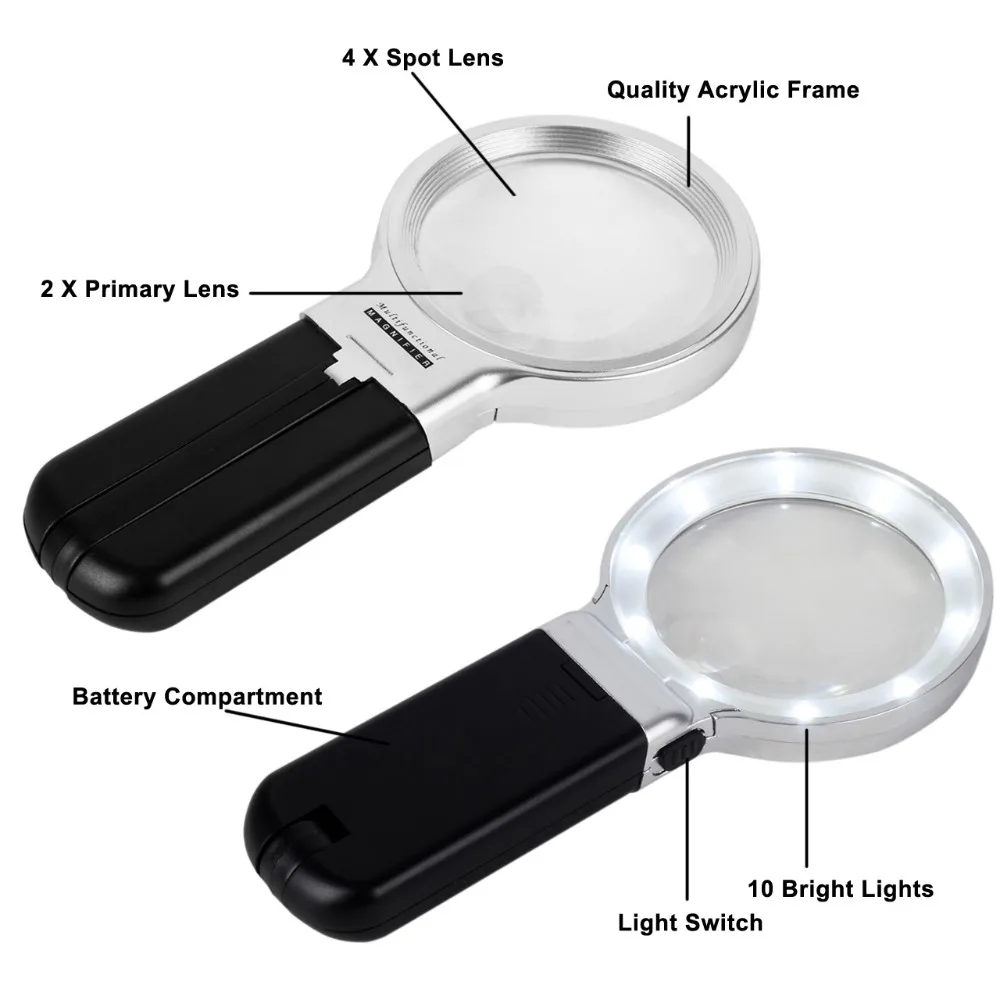 Multifunctional Desktop Handheld Magnifier Jewelry Loupe Adjustable Angle Reading Watch Repair Magnifying Glass LED Desk Lamp | Дом и сад