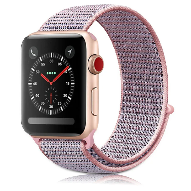 Светильник со светоотражающим браслетом, спортивный ремешок для Apple Watch, 44 мм, 42 мм, 40 мм, 38 мм, нейлоновый ремешок для iwatch, серия 5, 4, 3, 2, 1 - Цвет ремешка: pink sand