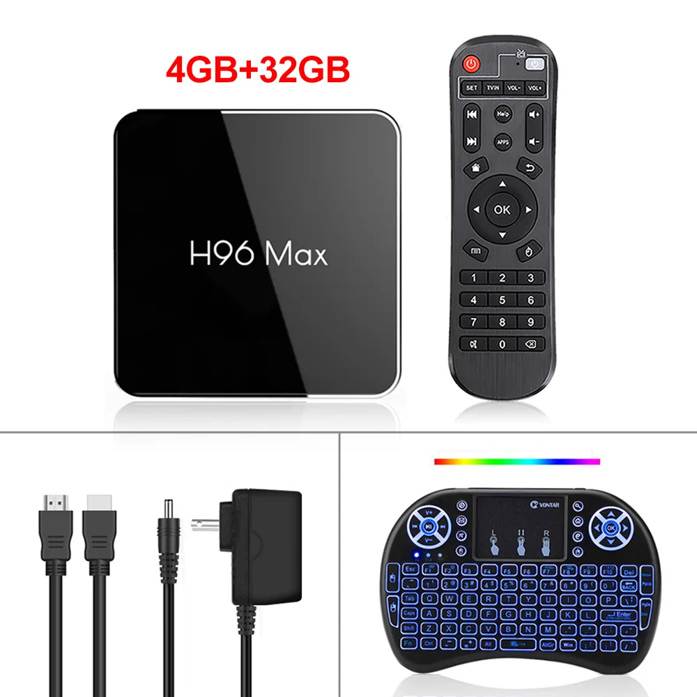 4GB 32GB i8 backlit H96 MAX X2 Android tv Box 9,0 4 Гб 64 Гб S905X2 1080P H.265 4K Google Store Netflix Youtube H96MAX 2G16G Smart tv box - Цвет: 4GB 32GB i8 backlit