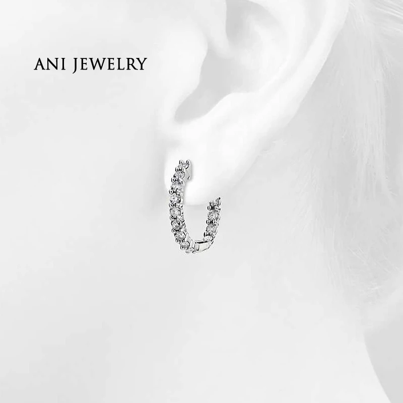 ANI 14k белые золотые женские круглые серьги 0 95 CT сертифицированные I/S1 Аксессуары с