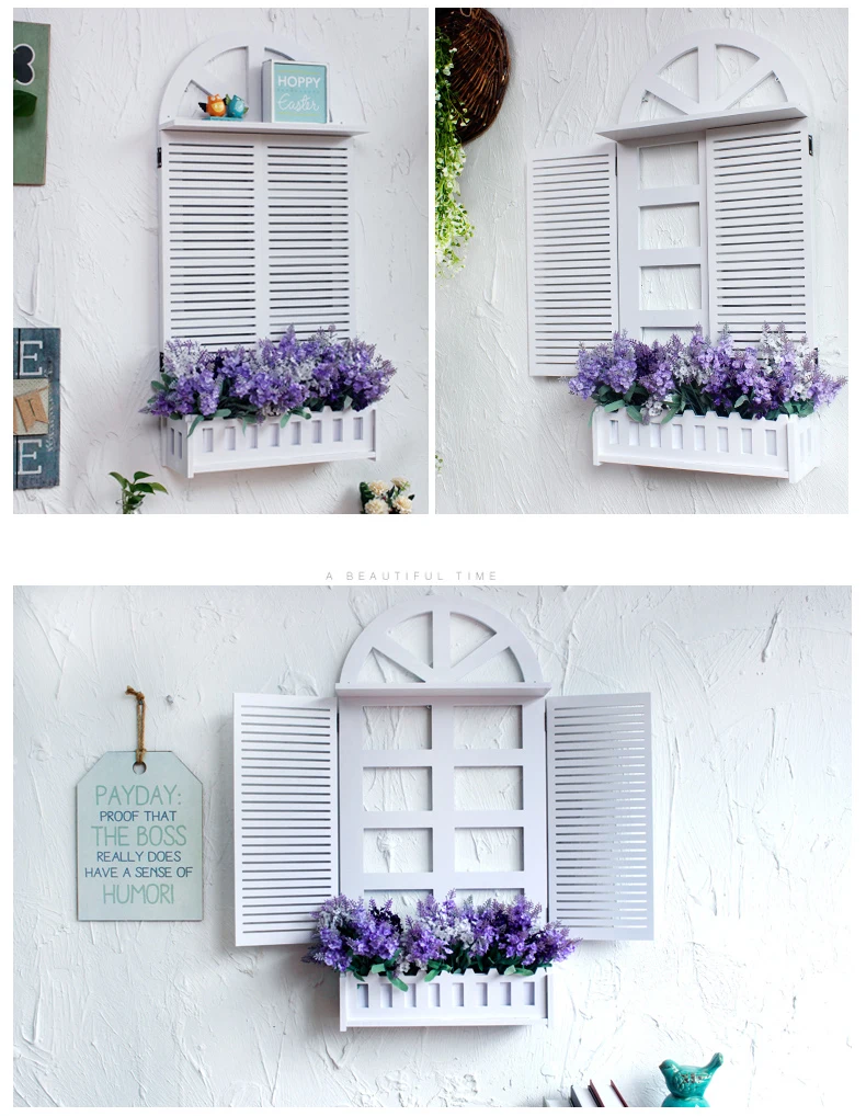 Modern minimalist creative fake window wooden three-dimensional wall hanging ornament tea shop restaurant shop bar wall hangings