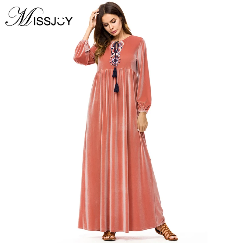MISSJOY мусульманская турецкая исламская одежда для женщин abaya с длинным рукавом и v
