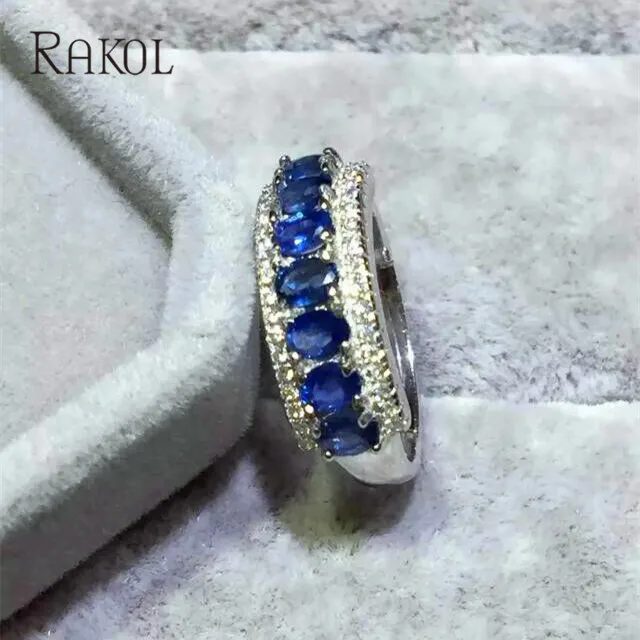 RAKOL Роскошные кубический циркон кольцо бренд для женщин гусиное яйцо форма синий