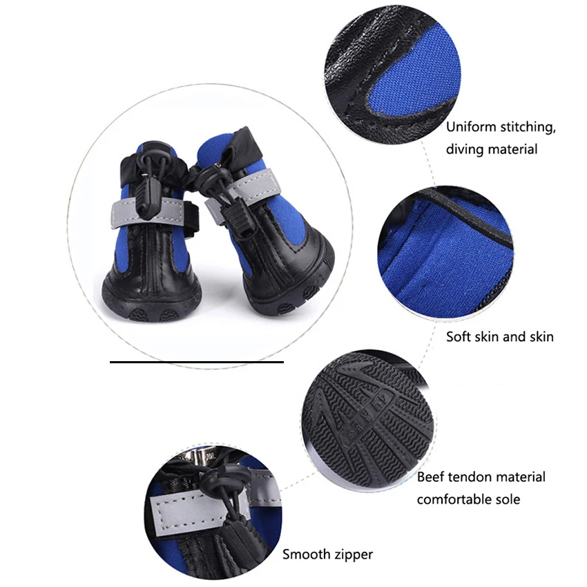 4 шт. зимняя обувь для собак Обувь водонепроницаемая нескользящая щенка