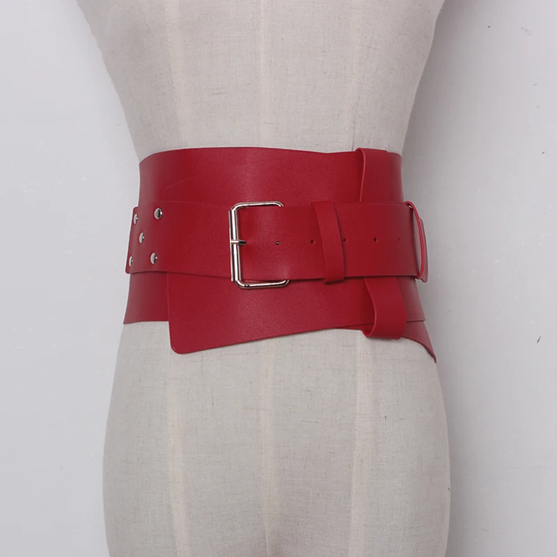 Женский кожаный ремень Роскошный дизайнерский с широкой металлической пряжкой