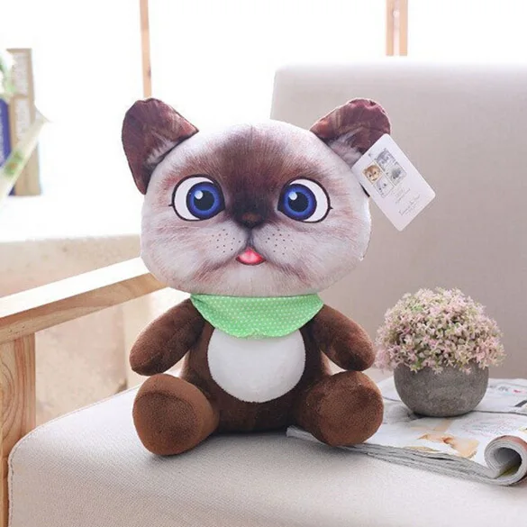 Brown cat 20 см 3D игрушки для кошек Kawaii Плюшевые Животные Кошки куклы игрушки подарки - Цвет: Brown cat