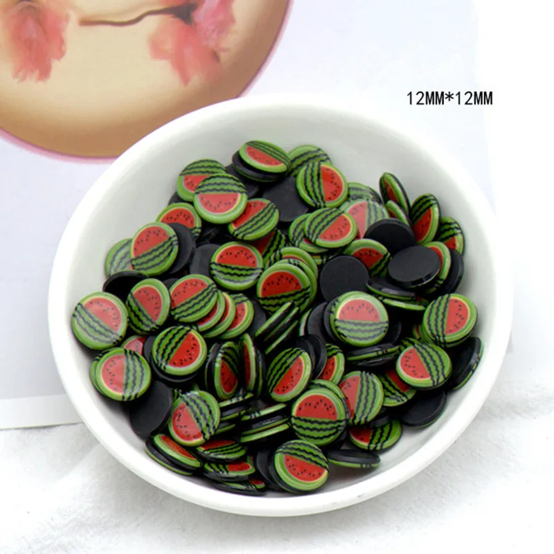Green Watermelon 10 шт. Акриловые Плоские с оборота полимерные Мультяшные плоские кавайные фруктовые кабошоны серьги ювелирные изделия Аксессуары для рукоделия украшения Декор - Цвет: Green Watermelon