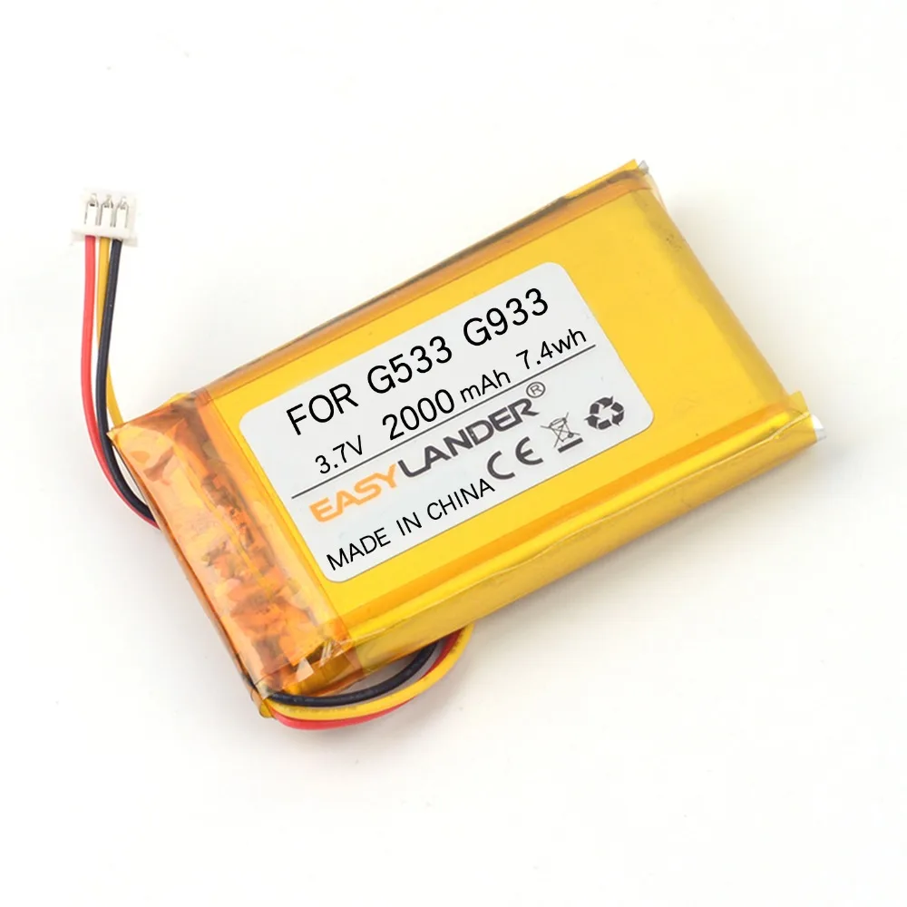 

3,7 V 2000mAh литий-полимерный литий-ионный аккумулятор для MP3 MP4 DVR Игрушки Замена Logitech G933 G533 Bluetooth гарнитура 533-000132