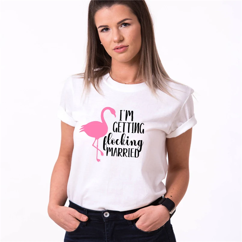 Женские вечерние футболки с принтом фламинго женские хипстерские Let's Get Camiseta
