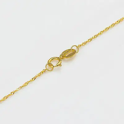

AU750 Pure Fine 18K Yellow Gold 1mm W Singapore Chain Necklace/ 1.1g /15.7 inch