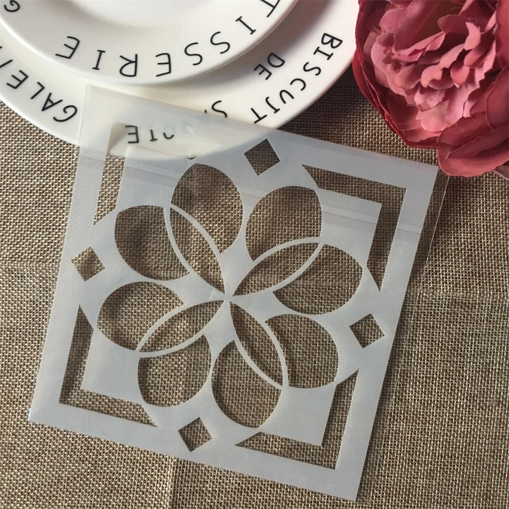 

1Pcs 5.9" Flower Square DIY Craft Layering Stencils Wall Painting Scrapbooking Stamping Embossing Album Paper Card Template