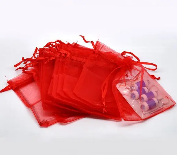 Free shiipng!!!!500pcs/lot Red Organza Wedding Gift Bags&Pouches 12x9cm