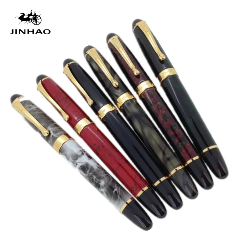 Новинка темно зеленая и Золотая перьевая ручка JINHAO 450 18 KGP 0 7 мм перо с широким