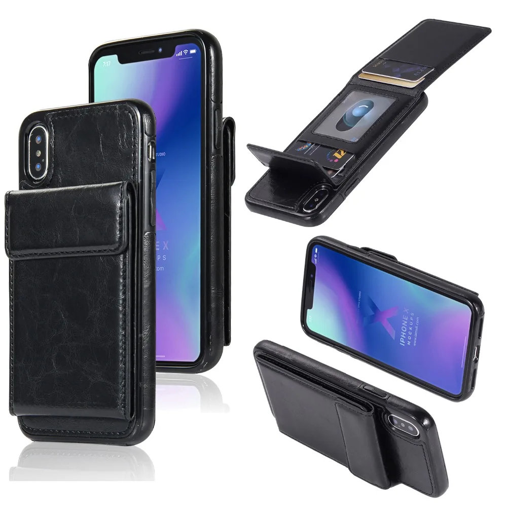Роскошный откидной Чехол-книжка с магнитной подставкой для Apple iphone X/8/7/6 S/6/5S/5 Plus, чехол, держатель для карт