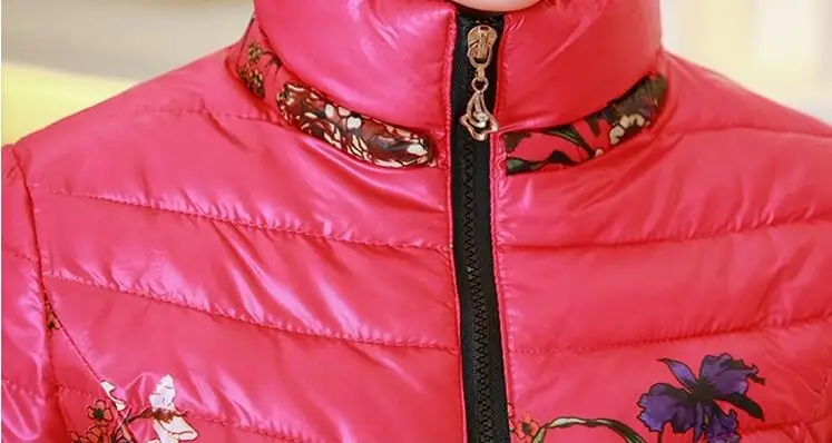 2017 зимняя женская куртка со стоячим принтом пуховое пальто с хлопковой