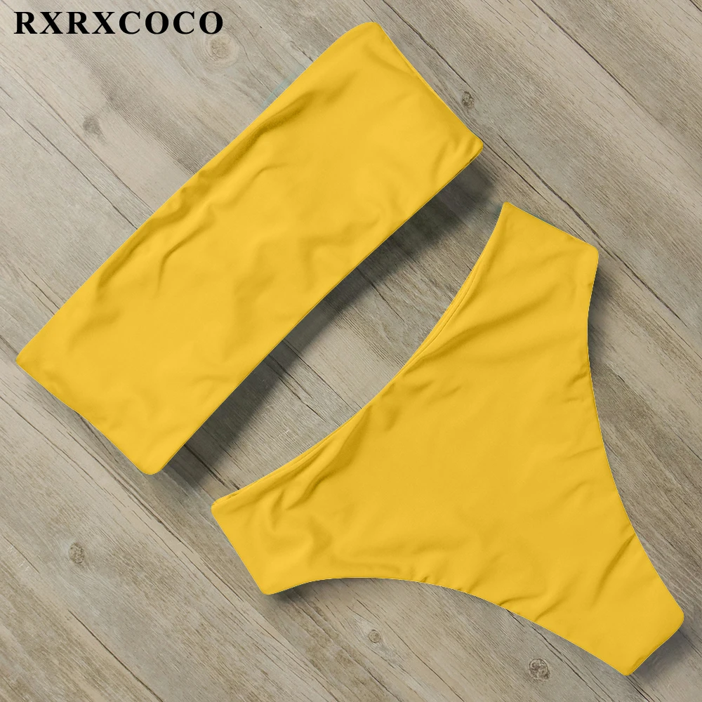 RXRXCOCO, комплект бикини с высокой талией, сексуальный бандо, купальник для женщин, змеиный принт, купальник для женщин, летний купальник, бразильские бикини