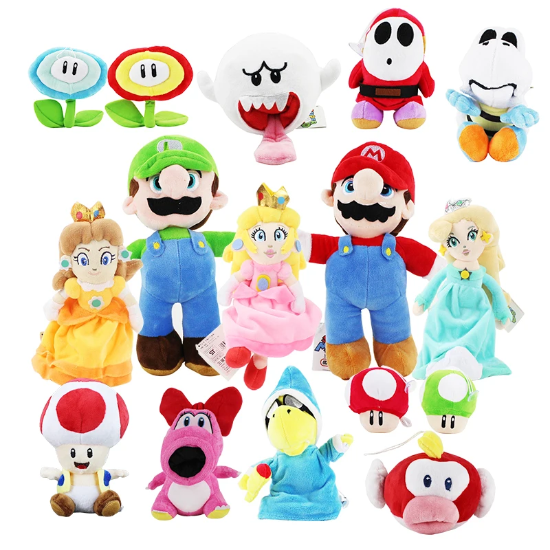 12 см-25 см Super Mario Bros Yoshi приведение бу Принцесса Персик гриб Toadette Goomba Koopa застенчивый парень сухие кости плюшевые игрушки детские подарки