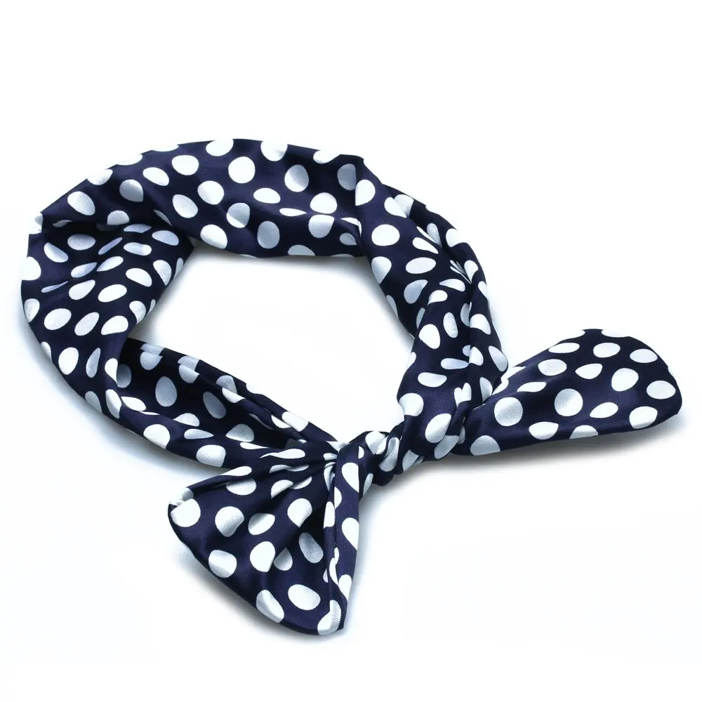 Женская повязка на голову шарф темно синий горошек хит продаж|dot dots|dot polkadot blue |