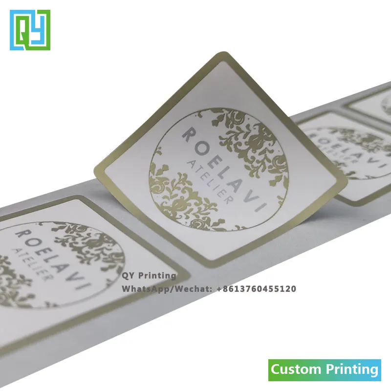 1000pcs 40x40mm Free Shipping Custom Printing Stickers Gold Color Paper Sticker Customized Label
