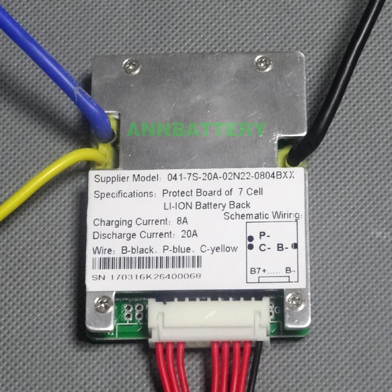 7S 24V(29,4 V) литий-ионный аккумулятор BMS 20A ток непрерывного разряда для 24В электровелосипеда литий-ионный аккумулятор с функцией баланса