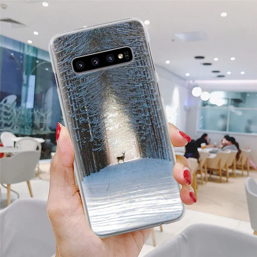 Пейзаж Зима светильник снег чехол для телефона для samsung Galaxy S10e S10 плюс S7 S8 S9 Plus Note 8 9 M10 M20 M30 жесткий чехол Coque