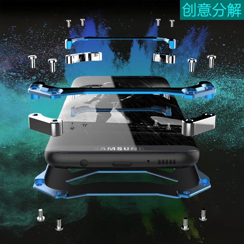 Металлический бампер R-JUST серии Gundam для iPhone 11 Pro Max Galaxy S10 5G S10e S8 S9 PLUS NOTE 10 Plus 9 8 Armor Doom алюминиевый корпус