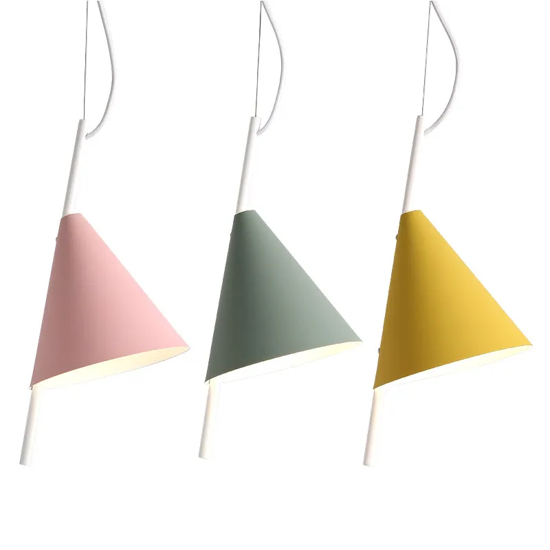 Современные Простые подвесные светильники Macaron цветная Металлическая лампа для